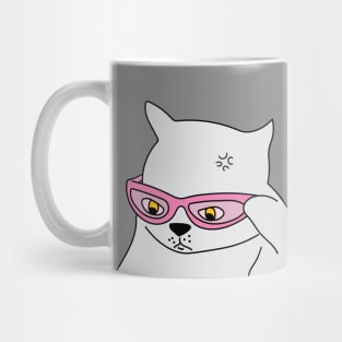 Cat with glasses illustration meme Mug